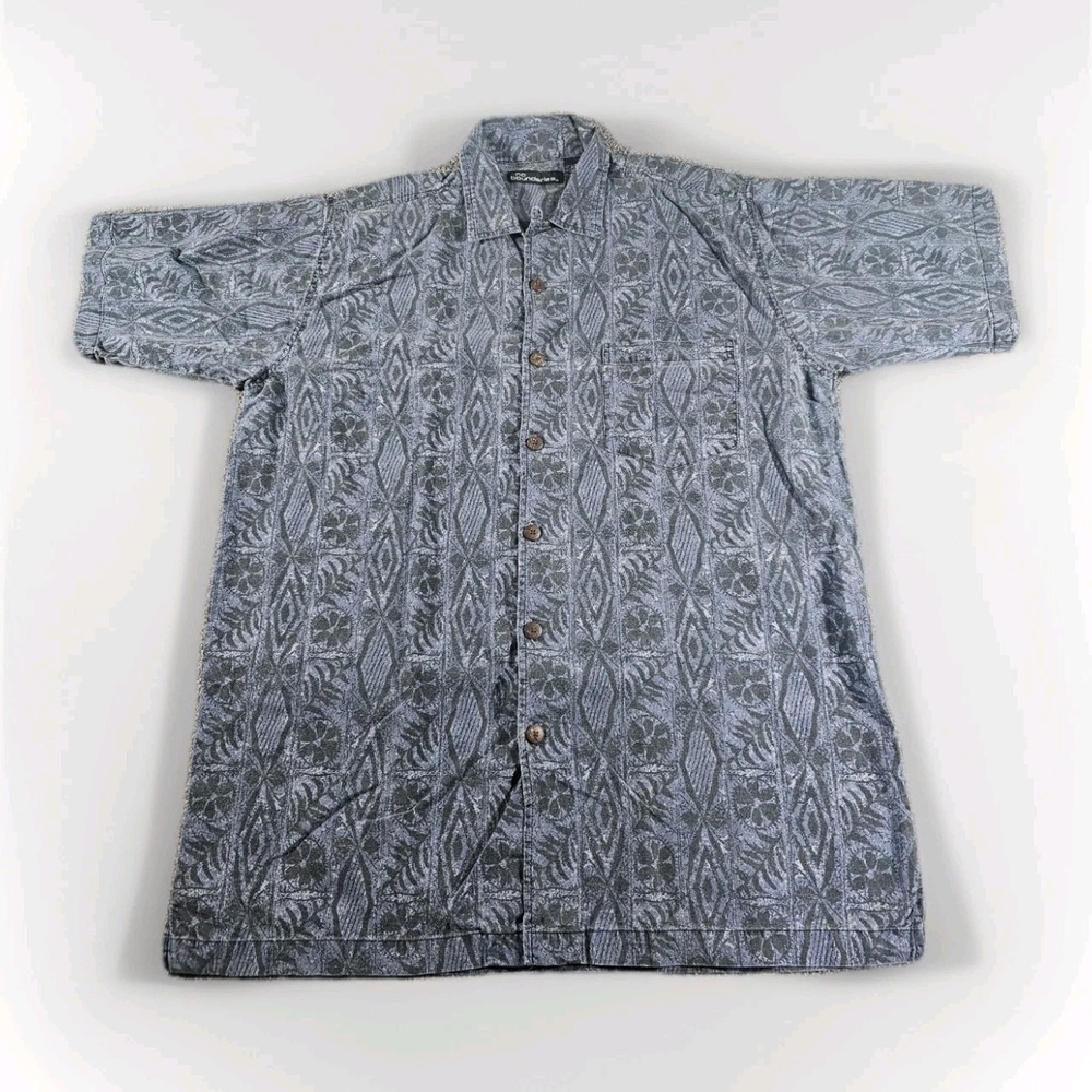 No Boundaries Gray Patterned Casual Button Down S… - image 2